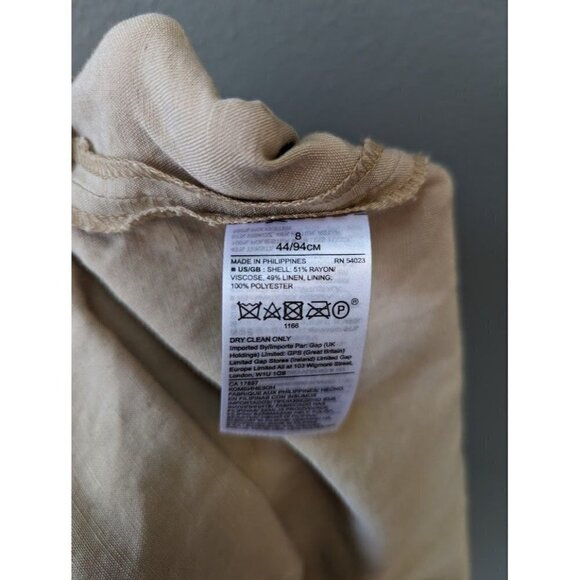 Banana Republic Tan Linen Spaghetti Strap Wide Leg Jumpsuit Women's Size 8 - Picture 4 of 6